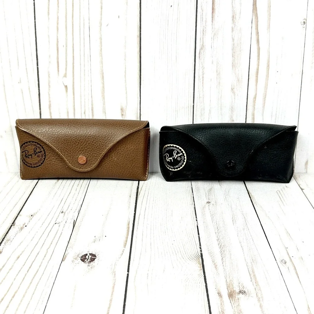 Lot Of 2 Ray Ban Sunglasses Cases Brown And Black Vinyl